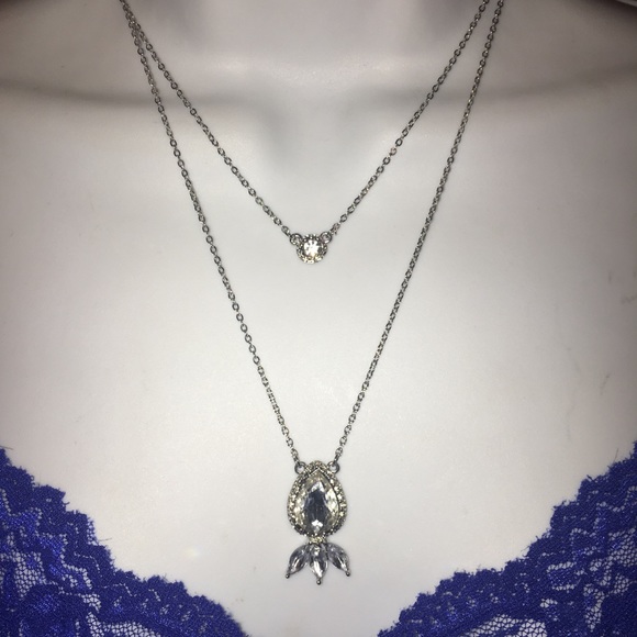 🆕Gorgeous double crystal pendant necklace NWT - Picture 3 of 8